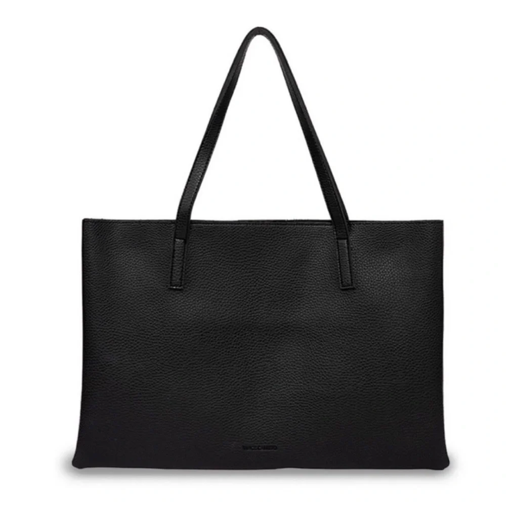 Vince Camuto Black Pebbled Faux Leather Tote Bag